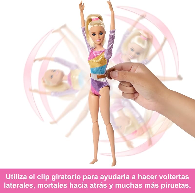 Tú Puedes ser Muñeca Gimnasta Rubia con Set de Juego, Barra de Equilibrio y Accesorios de Gimnasia, Juguete +3 años (Mattel HRG52)