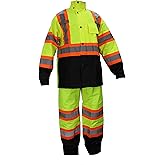 New York Hi-Viz Workwear RW-CLA3-TLM55 AND OR77 Class 3 Rain suit, Jacket, Pants High Visibility Reflective Black Bottom