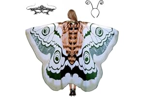 Niurui Halloween Butterfly Wings Costume for Womens, Moth Wings Butterfly Cape Adult Costume with Mask & Headband(3pcs)