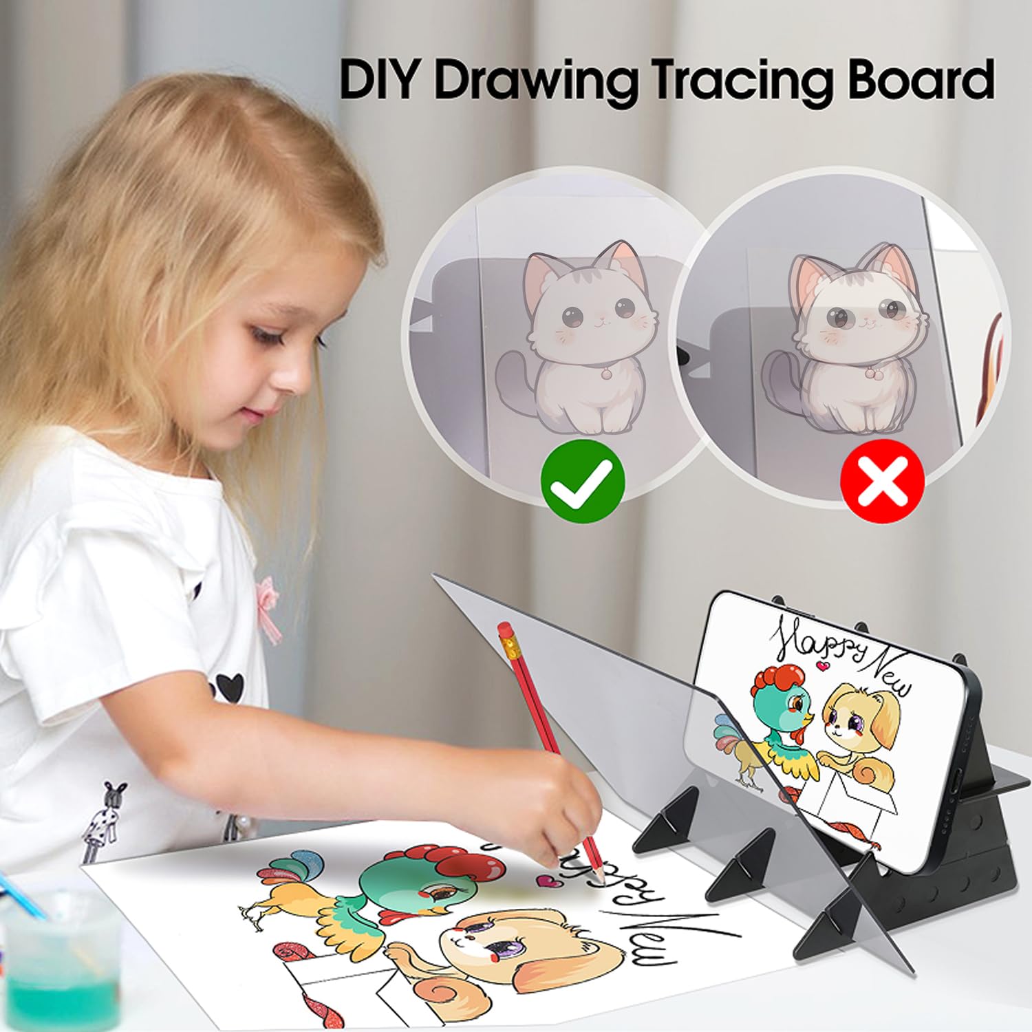 Optical Image Drawing Board, Easy Tracing Drawing Sketching Tool, Sketch Drawing Board, DIY Drawing Tracing Board Light Copy Pad for Kids Artist Students Beginners Sketch Wizard