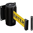 Crowd Control Warehouse - CCW Series WMB-120 Fixed Wall Mount Retractable Belt Barrier - 11 Foot, Caution Do Not Enter with Black Steel Case, Crowd Control Barriers