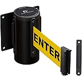 Crowd Control Warehouse CCW Series WMB-120 Retractable Belt Barrier, 11 Ft | Fixed Wall Mount with Caution Do Not Enter and Black Steel Case, Line Management and Guidance for Retail, Airports and Banks