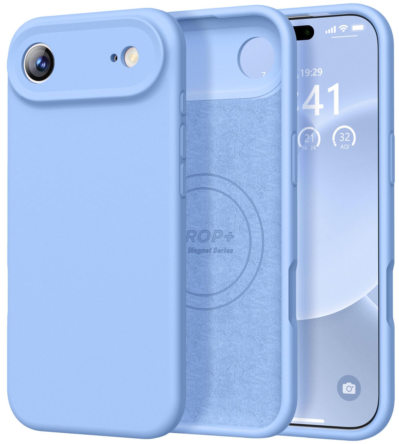 Photo 1 of Vooii Magnetic for iPhone Air Case, Compatible with Magsafe (Premium Liquid Silicone) (Integrated Camera Control Button) Anti-Scratch Microfiber Lining for iPhone 17 Air 6.5 inch, Light Blue