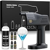 Electric Cocktail Smoke Bubble Gun Kit | Aroma Blaster, 4 Flavor Oils &amp; Edible Bubbles, Color Screen, For Whiskey, Food, Drinks, Gift for Dad, Men, Bartender