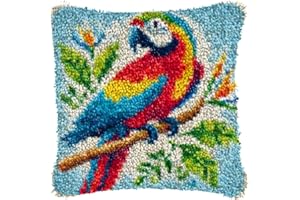 YOOTOM Latch Hook Kits for Adult Kids Begginers, Latch Hook Pillow Cushion DIY Embroidery Pillowcase Crafts with Pre-Printed Canvas 17x17in