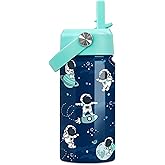 Astronaut Water Bottle - Kids Water Bottle with Straw Lid - 12 Oz Insulated Stainless Steel Water Bottles for Kid Boys - Travel Cup for School Sports