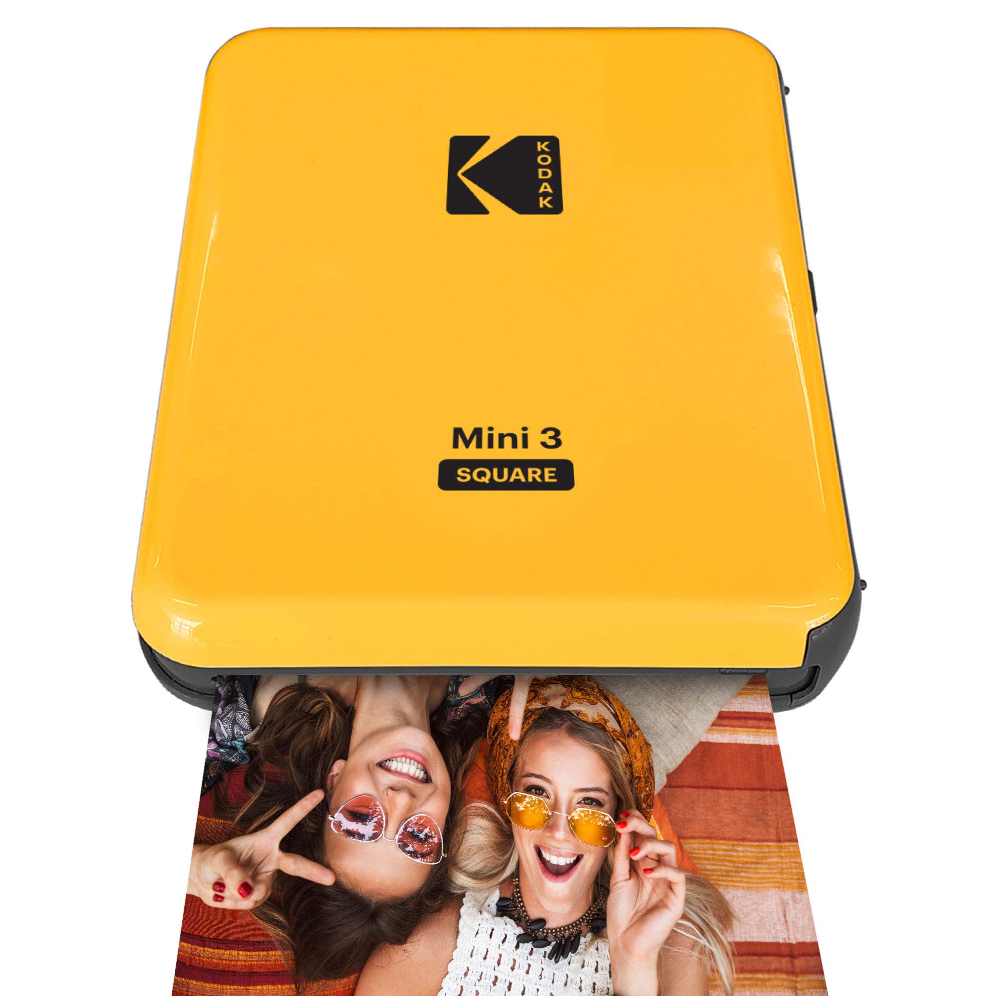 Impresora fotográfica portátil Kodak Mini 3 Square Instagram tamaño Bluetooth con tecnología 4PASS - Amarillo