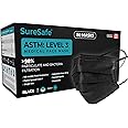 SureSafe 50 PCS ASTM Level-3 Masks Disposable, Black face mask, Medical mask, Disposable Masks with Earloops, dust mask
