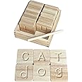 Preschool Learning Letter Tracing | Montessori Wooden Alphabet Tracing | ABC Flash Cards | Double Sided Uppercase and Lowercase | Includes Storage Box and Stylus Pen | Set of 26 Pieces