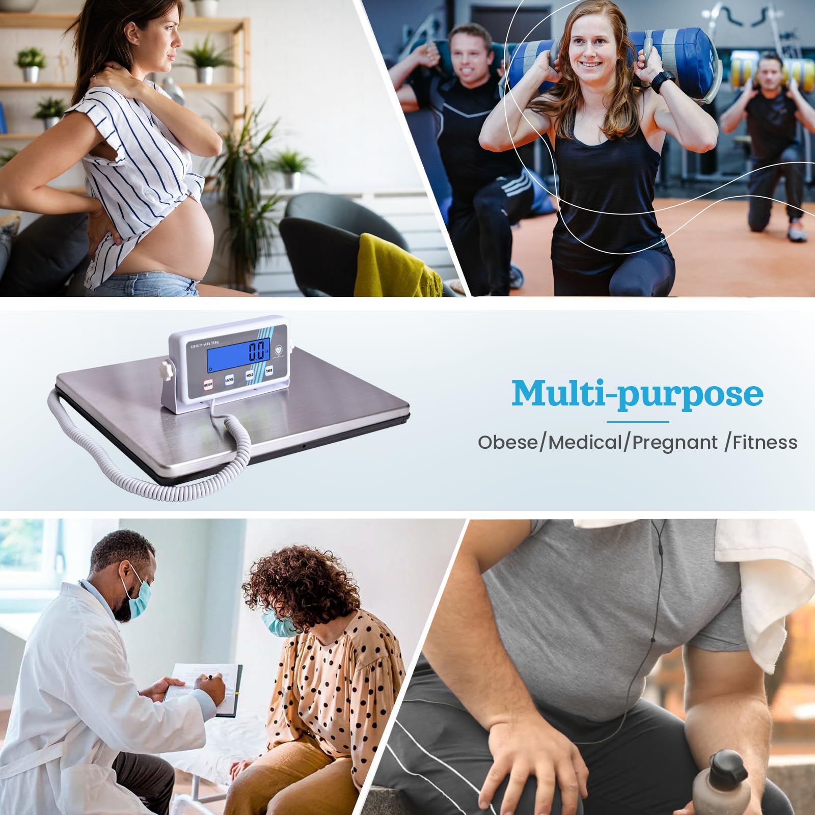 Extra Wide Medical Digital Body Weight Scale - 440 lb/200 kg Capacity, High Accuracy, Heavy Duty Portable Bathroom Scale, Easy to Read, Ideal for Office Wrestling Home, Hospital, Gym & Bariatric Use