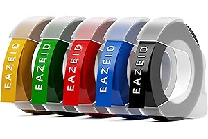 EazeID Embossing Label Maker Tape Compatible with Dymo Label Maker, 3/8 Inch 3D Plastic Labels Waterproof Replacement for Dymo Organizer Xpress 12965 DYM 12966 Office Mate II, Muti-Color 5-Pack