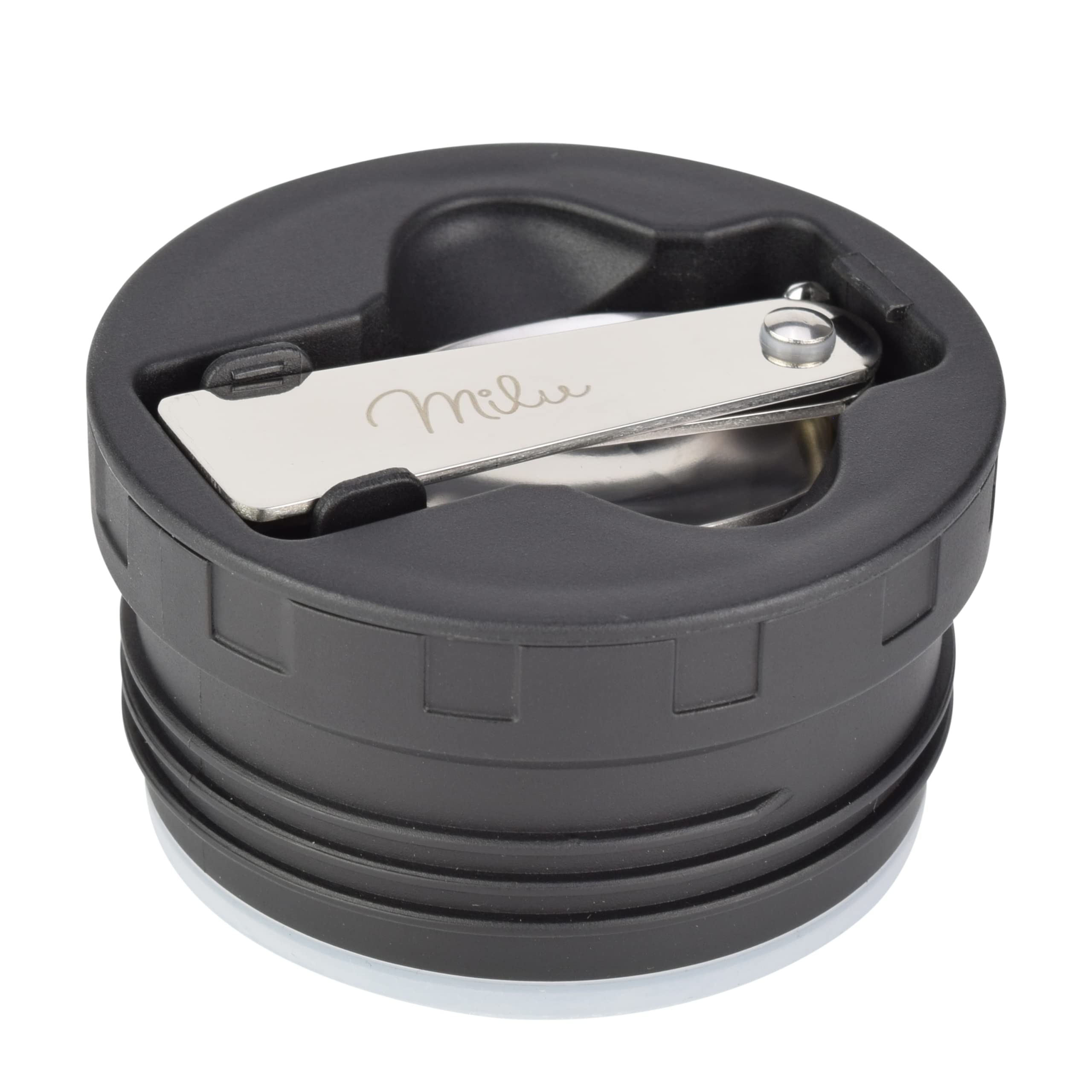 Milu Replacement lid for Thermal Container - ONLY 450 ml, 650 ml, 800 ml, Replacement Part, Colour: Black, Inner lid Including Seal and Spoon, BPA-Free