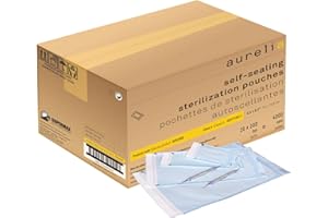 Aurelia - Self-Sealing Sterilization Pouches - 4000 Units, 20 x Packs of 200 Units (5.5" x 6.5" / 14 cm x 19.5 cm) (Full Case