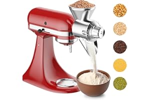 INNOMOON Metal Grain Mill Attachment for KitchenAid Stand Mixer, Flour Mill Grinder for Kitchen Aid Accessories and Attachments, Fit for Grinding Non-Oily Dry Grain Corn, Coffee Bean, Buckwheat, Oats, Millet