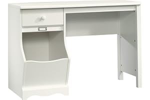 Sauder Pogo Kids Desk with Drawer and Toy Storage Bin, L: 42.64" x W: 19.37" x H: 28.94", Soft White Finish