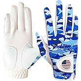 FINGER TEN Golf Gloves Men 1 Pack with Ball Marker for Left Hand Right, Stylish Patterns & Breathable Design for Comfortable All-Weather Grip, Golf Glove Sizes S M ML L XL