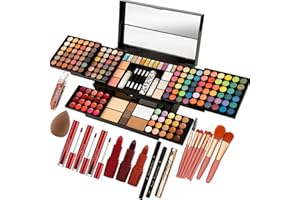 MISS ROSE M 187 Colors Professional Makeup Palette – All-in-One Kit With Eye Shadows, Lipsticks, Mascara, Foundations, Blushes, Brow Pencils, Nail File – Makeup Gift Set for Women and Girls