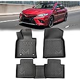 TPE Automotive Floor Mats Custom for 2018-2024 Toyota Camry (Not Fit Hybrid or AWD), All Weather Cover Protection Waterproof Black Floor Liner Front & Rear Row Full Set Car Mats, 3PCS