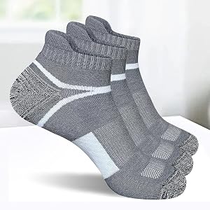 3 Pairs,Cushioned Ankle Athletic Socks, Comfortable Moisture Wicking Anti Blister Running