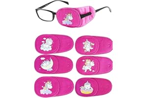 Mvwarj Eye Patches for Kids, 6 Pcs Girls Left Eye Patch for Glasses, Reusable Eye Patch for Lazy Eye Toddler Treating Amblyopia Strabismus and After Surgery (Pink Unicorn)