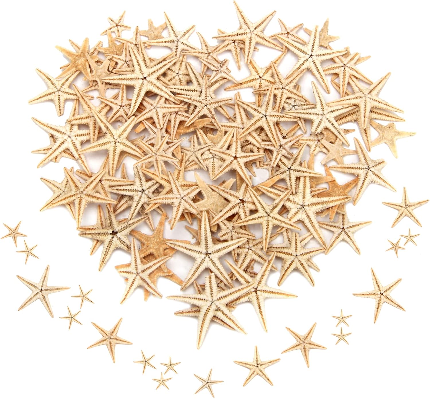 Vase Fillers - Pletpet 100PCS Small Starfish, Flat Yellow Mini Starfish with Rectangular Plastic Box, Decorative DIY Tiny Starfish Star Seashell for Beach/Wedding/Crafts/Gift (0.4-1 inch)