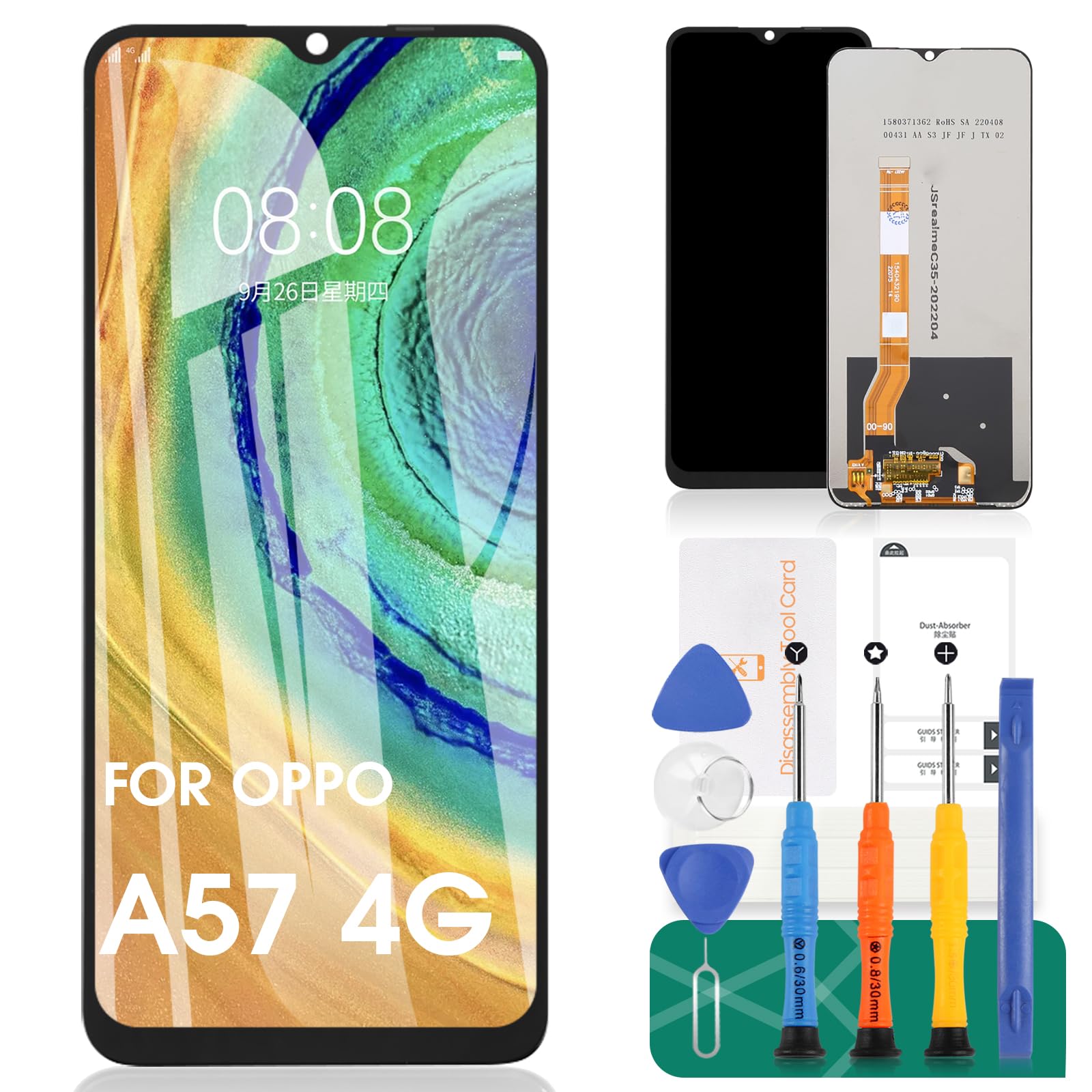 For Oppo A57 4G Screen Replacement For Oppo A57S LCD Display For Oppo A17 Touch Screen For Oppo A17K Digitizer Assembly For Oppo A77 4G Repair Kits For Oppo A77S LCD (Black)