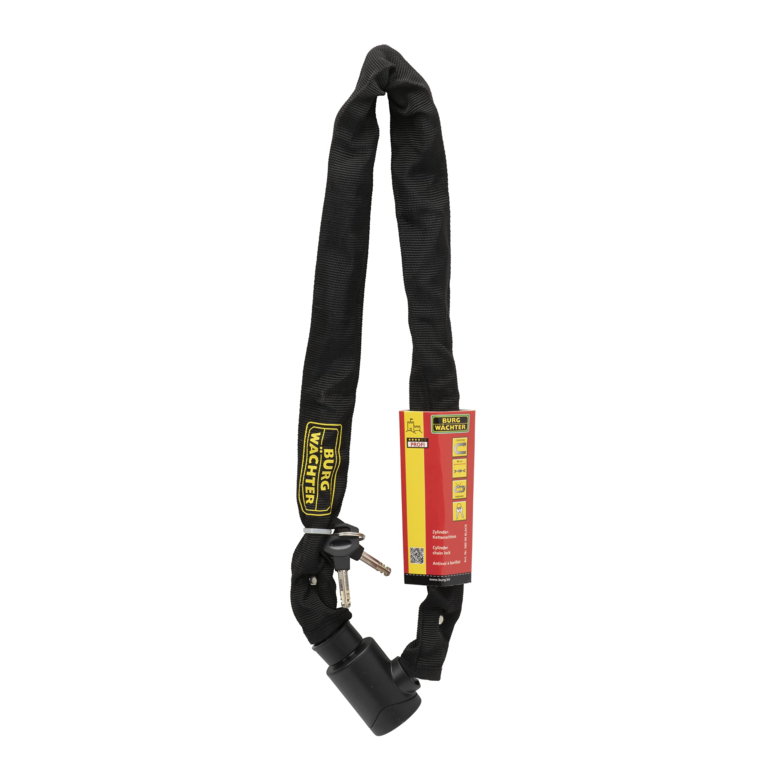 Burg Wächter 580 90 6MM Heavy Duty Bike Chain, Key Locking, 90cm