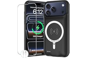 MAXBEAR Battery Case for iPhone 17 Pro, 10000mAh Protective Charging Case with Wireless Charging Compatible with iPhone 17 Pro (6.3 inch) Rechargeable Extended Battery Pack Charger Case with Carplay (Black)