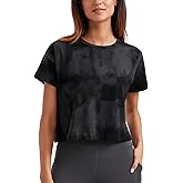 CRZ YOGA Pima Cotton Relaxed Crop T-Shirts for Women - Workout Athletic Gym Casual Short Sleeve Shirts Loose Crewneck Tops