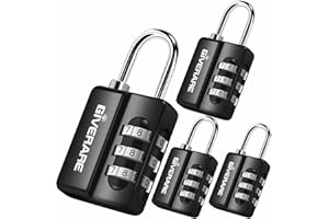 GIVERARE 4 Pack Combination Lock, 3-Digit Padlock Keyless, Resettable Luggage Locks for Backpack, Gym & School & Employee Locker, Weatherproof Travel Lock for Fence, Backyard Gate, Hasp, Case-Black