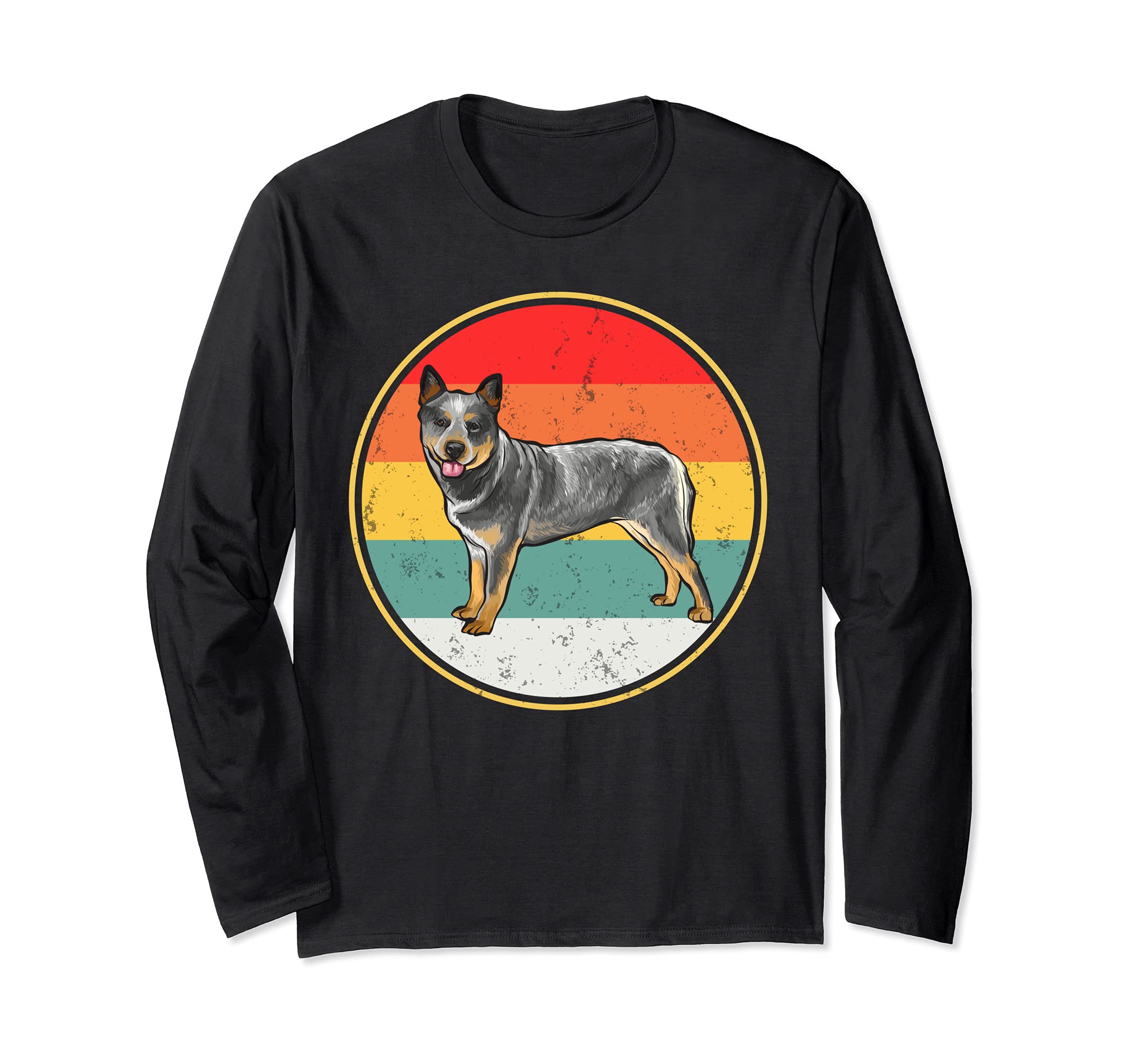 Vintage Retro Sunset Australian Cattle Dog Long Sleeve T-Shirt