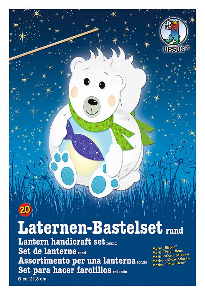 Ursus 18700020 Lantern Craft Set, Polar Bear, Approx. 21.8 x 21 x 10.3 cm, Diameter Approx. 21.8 cm, Includes Template Sheet with Craft Instructions (English Language not Guaranteed), for DIY Design — image 1