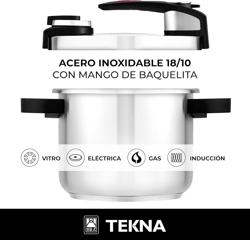 Tekna | Olla a Presión Rápida de Fácil Apertura de 6 Litros
