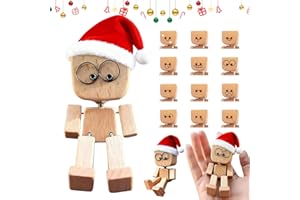 Christmas Shaking Wooden Man,Shaking Wooden Man Figurine with Christmas hat,Handmade Shak Feet Woodens Doll,Funny Car Dashboa