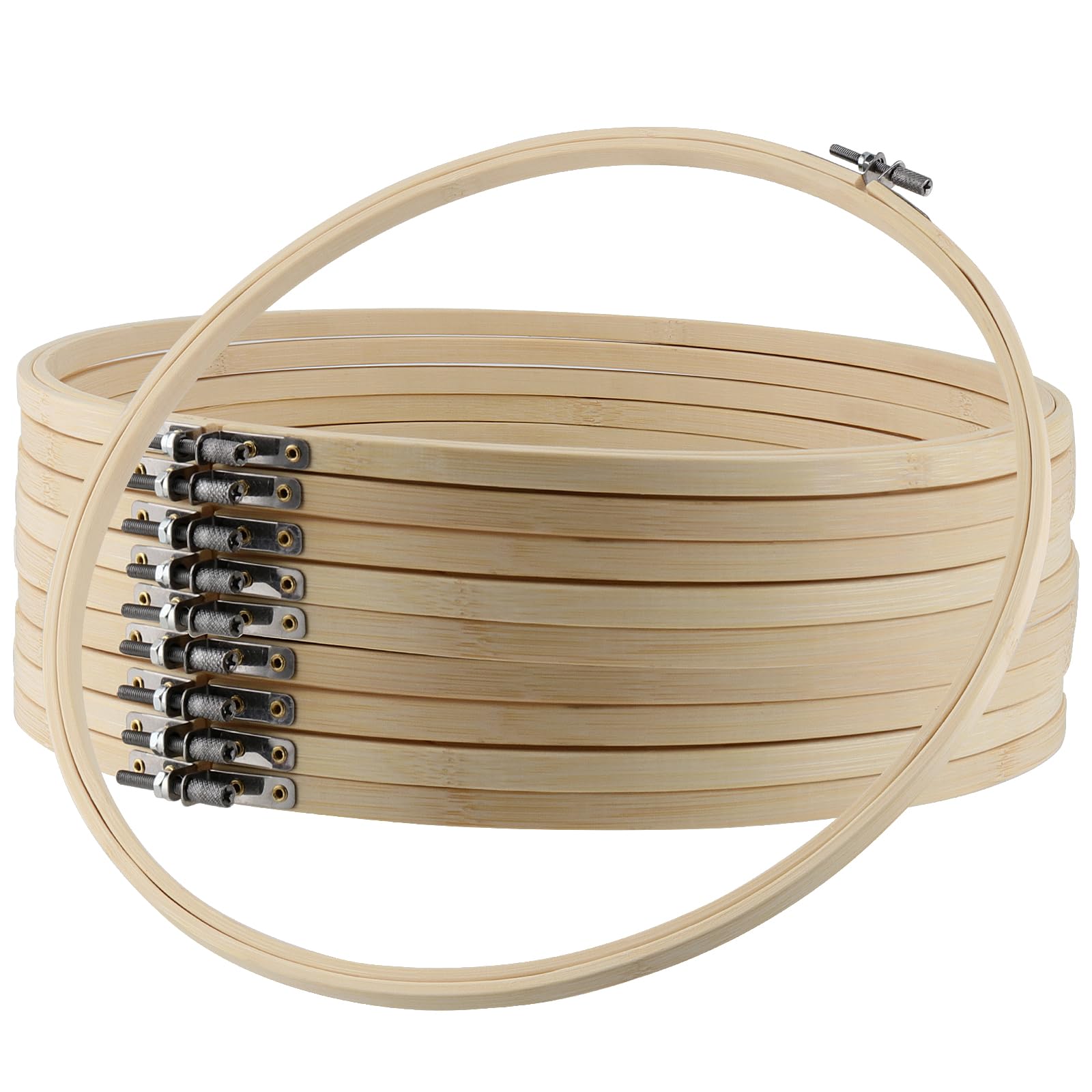 ZEONHAK 10 PCS 12 Inch Bamboo Embroidery Hoops, 30cm Cross Stitch Rings Hoop, Large Bamboo Embroidery Hoop Circle for Craft