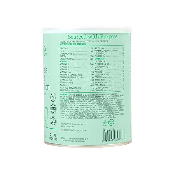 BOBBIE WHOLE MILK, GRASS FED BABY FORMULA WITH IRON, PLANT BASED DHA AND ARA, VITAMIN D AND PROTEIN BLEND MODELED AFTER BREAST MILK, FOR NEWBORN BABY TO 12 MONTH OLD, 14.1 OZ