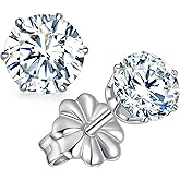 Limerencia Moissanite Stud Earrings, G23 Titanium Hypoallergenic Lab Created Diamond Stud Earring 18K Gold Plated Moissanite Jewelry Round Cut D Color VVS1 Clarity 0.2CT-1.6CT