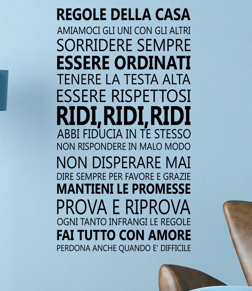 Walplus Quotes "Italian Family" Removable Office Home Decoration Wall Stickers, Black