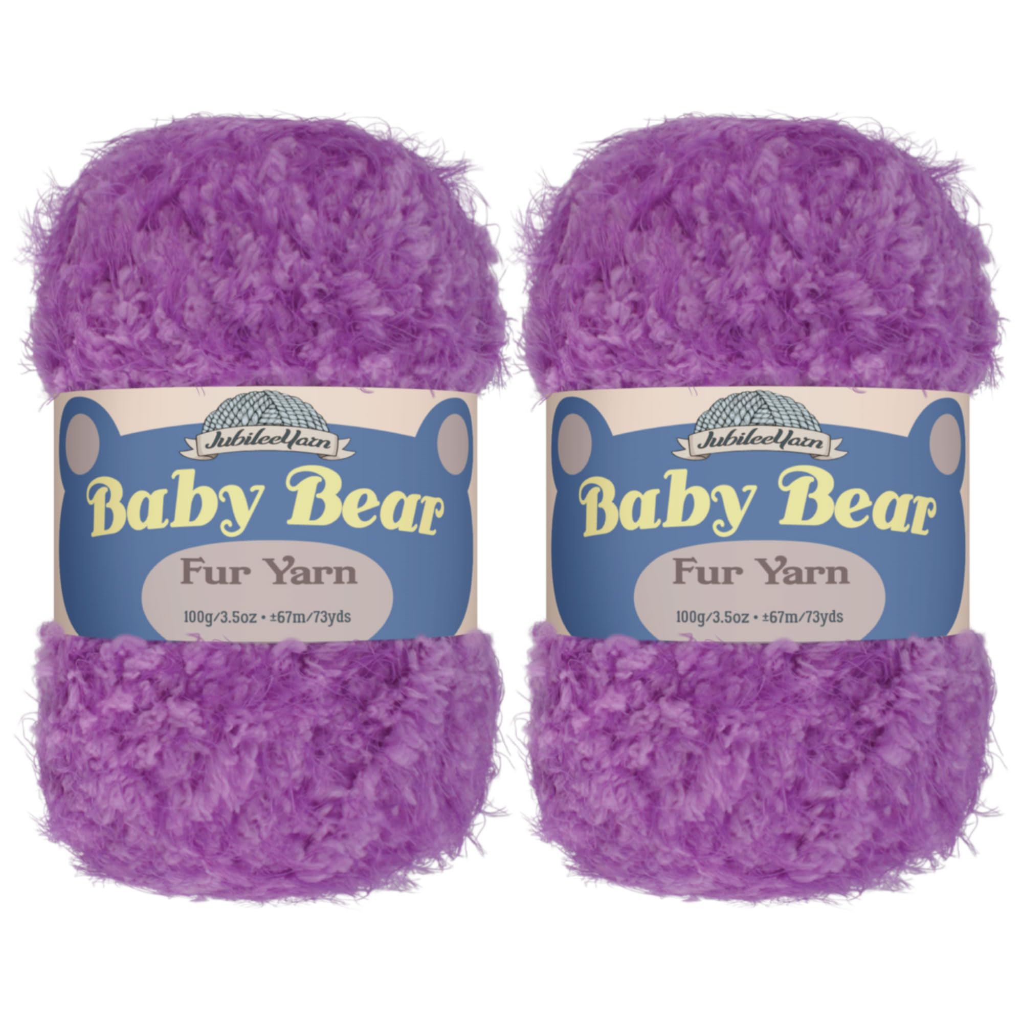 JubileeYarn Baby Bear Yarn - Chunky Weight Polyester Fur - 100g/Skein - Deep Purple - 2 Skeins