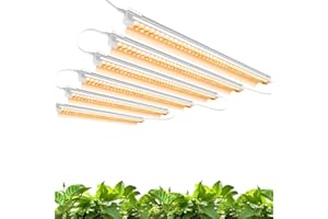 Monios-L Led Grow Lights for Indoor Plants Full Spectrum,T8 2FT 144W(6x24W) High Output Growing Strips for Seedlings,Sunlight Replacement with Reflectors, 6-Pack