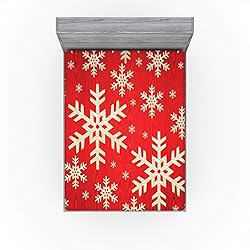 Lunarable Snowflake Fitted Sheet, Christmas Winter