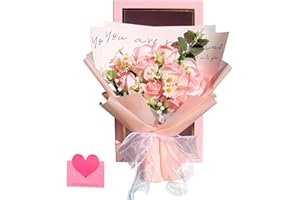 RIDDSEE Soap Flower Roses Bouquet with Gift Box Artificial Forever Flowers Pink Rose Gifts for Wife Girls Valentines Day Mothers Day Anniversary Birthday