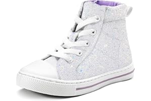 K KomForme Kids Sneakers for Boys and Girls Toddler Canvas High Top Walking Causal Shoes with Zipper