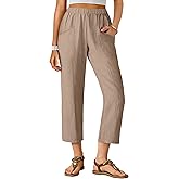 ANRABESS Womens Capri Pants 2026 Summer Casual Elastic High Waisted Lounge Cropped Tapered Ankle Beach Trousers Work Outfits