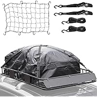 WEIZE Heavy Duty 64"x 39" Roof Rack, Rooftop Cargo Carrier Basket with Waterproof Bag, Tie Down Strap, Net, Rack Extension an