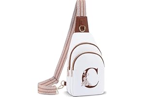 Lizznoe Crossbody Bag for Women Leather Sling Bags with Initial Letter Fanny Pack Chest Bag for Travel, Gift for Mom Wife