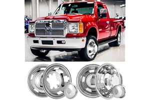 Lifeinfinity Set of 4 17inch Stainless Steel Dually Wheel Simulators, Bolt On Wheel Cover with Removable Centre Cap,8 Lug Hubcaps Fit for 2003-2018 Dodge Ram 3500 2WD/4WD with Installation Tool