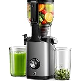 EUHOMY Cold Press Juicer Machines, 5.8" Large Feed Chute Juicer Extractor | 400W for Whole Vegetables and Fruits, 99.6% High Juice Yield, Easy to clean, Slow Masticating Juicer with BPA Free
