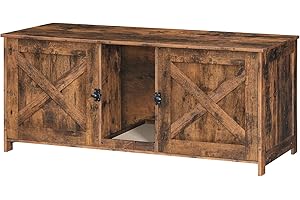 MAHANCRIS Cat Litter Box Enclosure for 2 Cats, 47.2" Hidden Litter Box Furniture with Double Room, Wooden Cat Washroom with Scratching Board, Indoor Cats House End Table, Rustic Brown CWHR1201