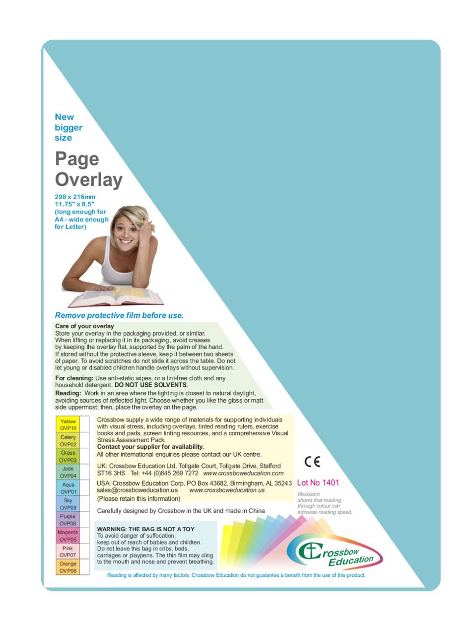 Crossbow Education Page Overlay - Aqua (Pack of 5)